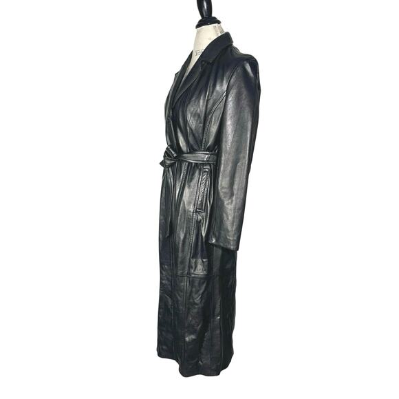 Wilsons Leather | Women | Black Chic Soft Genuine Leather Trench Coat | Medium - Picture 4 of 15